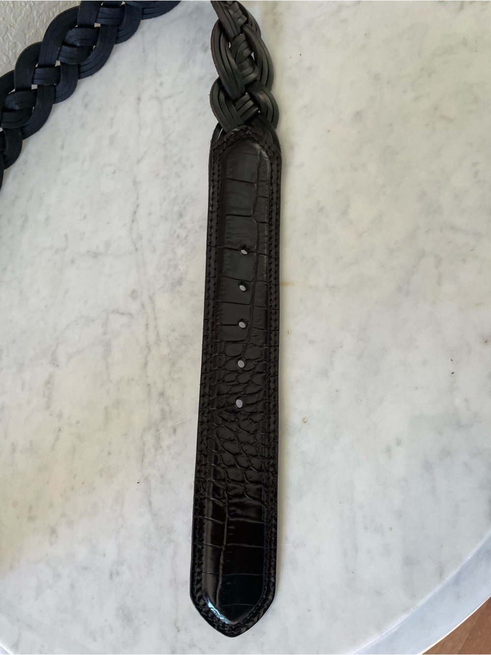 Vintage Brighton Black Leather Braided Belt with Ornate Buckle - Picture 5 of 8